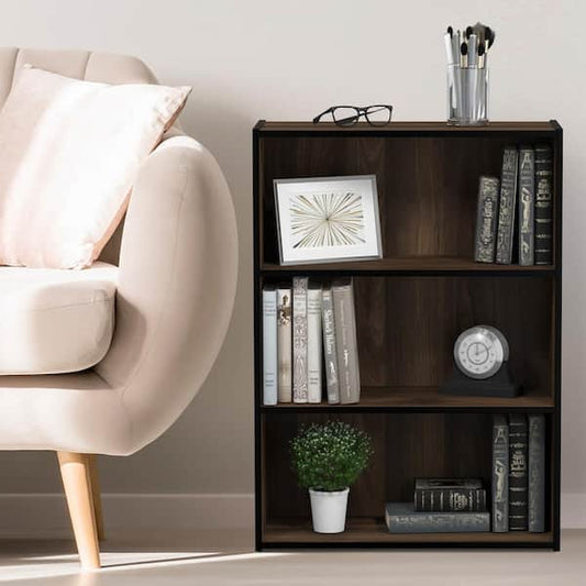 3 Shelf Bookcase Open Storage & Display Purpose, Columbia Walnut