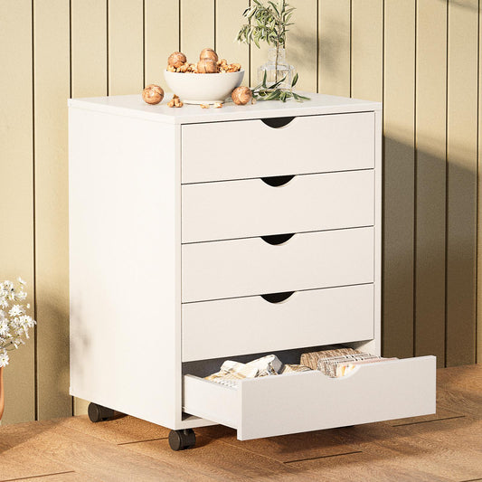Wooden cabinet on wheels - 5 drawers