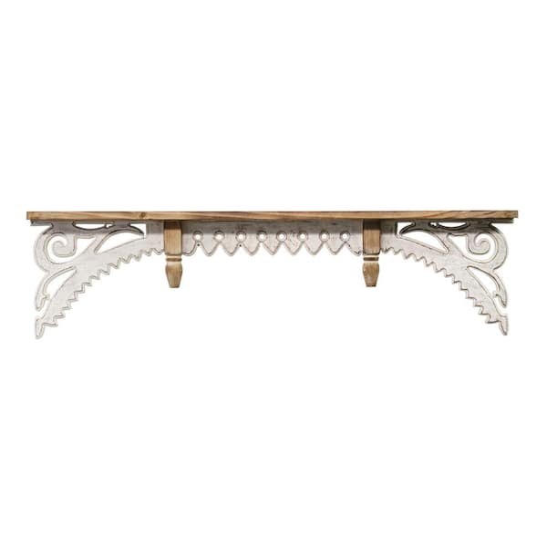 44.40" W x 3" D x 11.60" H Vintage Wood Wall Shelf, Brown