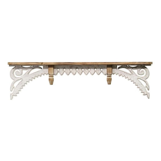 44.40" W x 3" D x 11.60" H Vintage Wood Wall Shelf, Brown