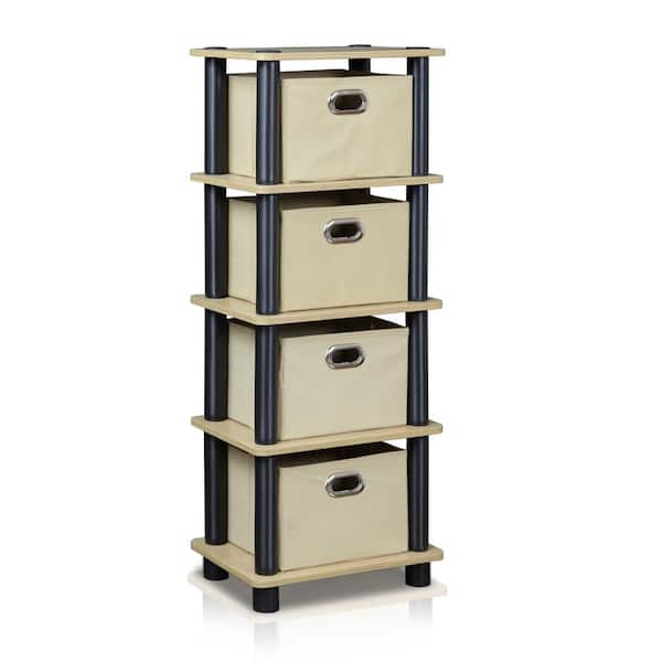 4 Removable Bin Drawer Chest Storage Rack, Oak And Black
