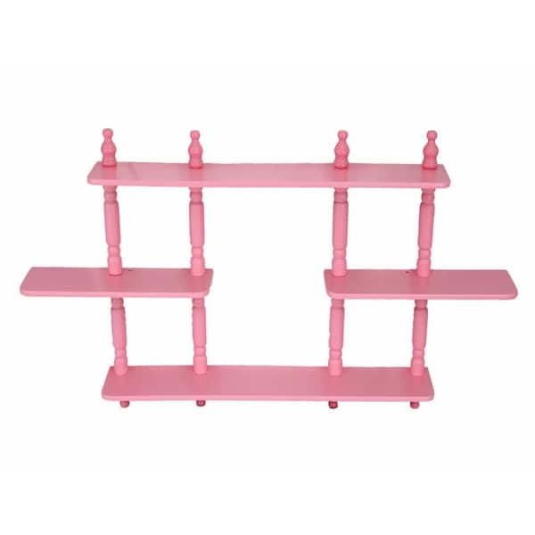 17.7" x 3.54" 3-Tier Kid's Wall Shelves, Pink