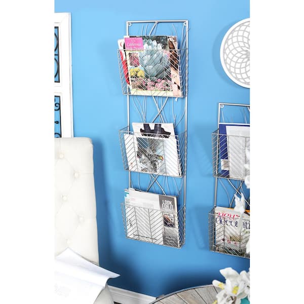 44" x 12" 3-Tier Wall Shelf Branch-Inspired Design, Silver