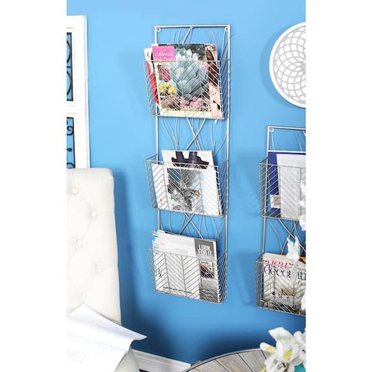44" x 12" 3-Tier Wall Shelf Branch-Inspired Design, Silver