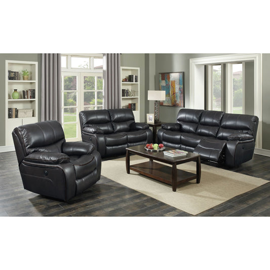 Vino 99310 Motion Sofa in Leather Gel Black