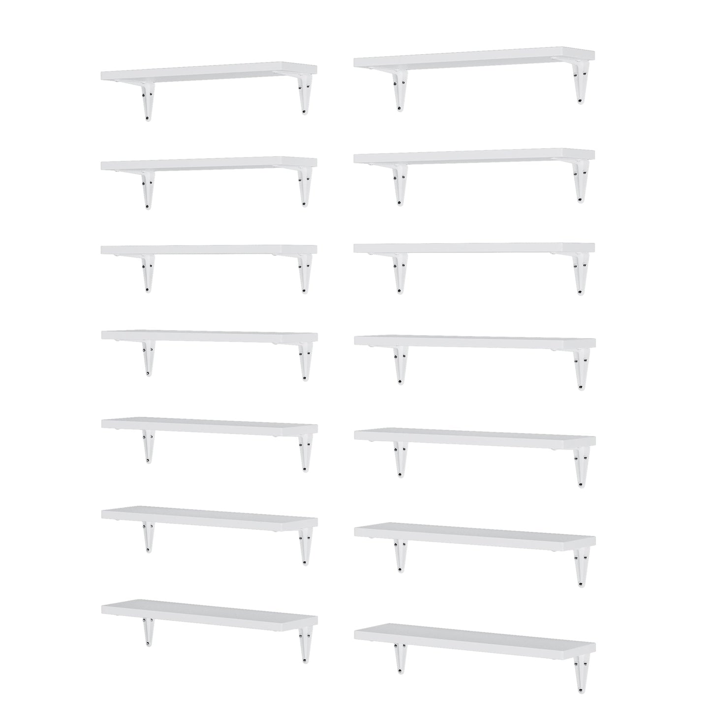 ARRAS 17''x4.5'' Floating Shelves, Wall Bookshelf for Living Room, Kitchen Rustic Wood Shelves - Set of 14 - White