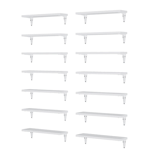 ARRAS 17''x4.5'' Floating Shelves, Wall Bookshelf for Living Room, Kitchen Rustic Wood Shelves - Set of 14 - White
