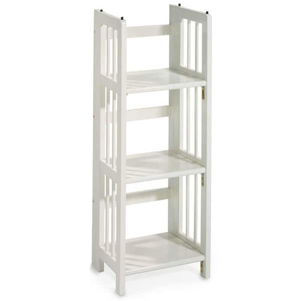 14" 3-Shelf Stackable Bookshelve Solid Wood, White