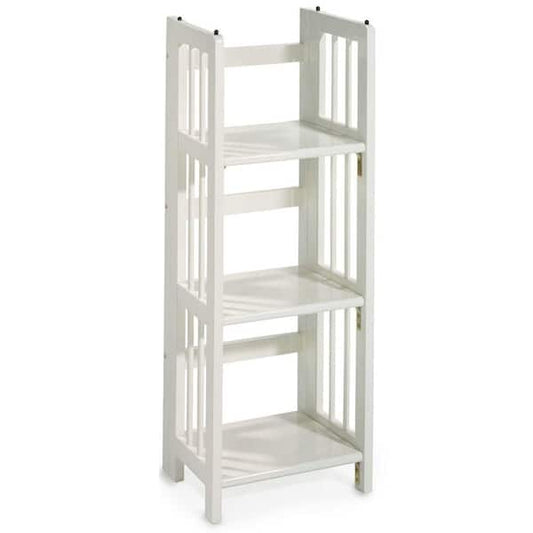 14" 3-Shelf Stackable Bookshelve Solid Wood, White