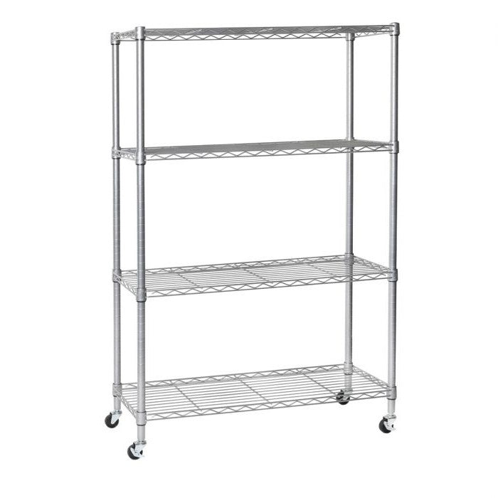 Silver shelf on white background