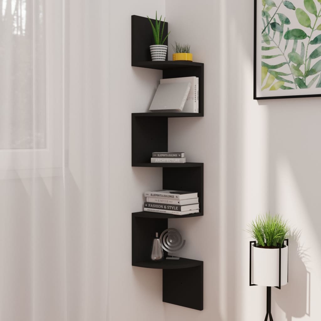 Wall Corner Shelf 7.5&quot;X7.5&quot;X48.4&quot; Engineered Wood