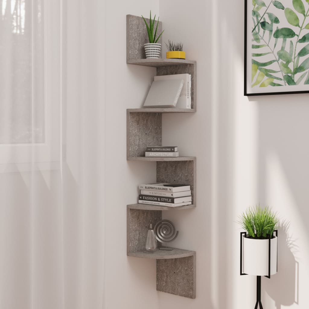 Wall Corner Shelf 7.5&quot;X7.5&quot;X48.4&quot; Engineered Wood
