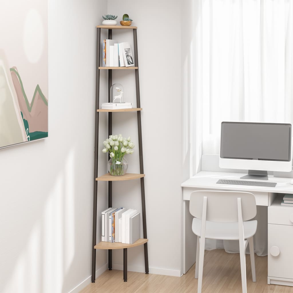 5-Tier Corner Shelf And Black 7.9&quot;X2.4&quot;X70.9&quot;