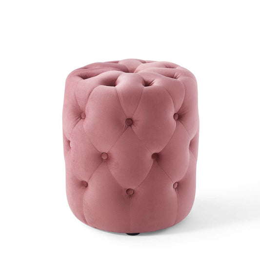 Amour Tufted Button Round Performance Velvet Ottoman - East Shore Modern Home Furnishings