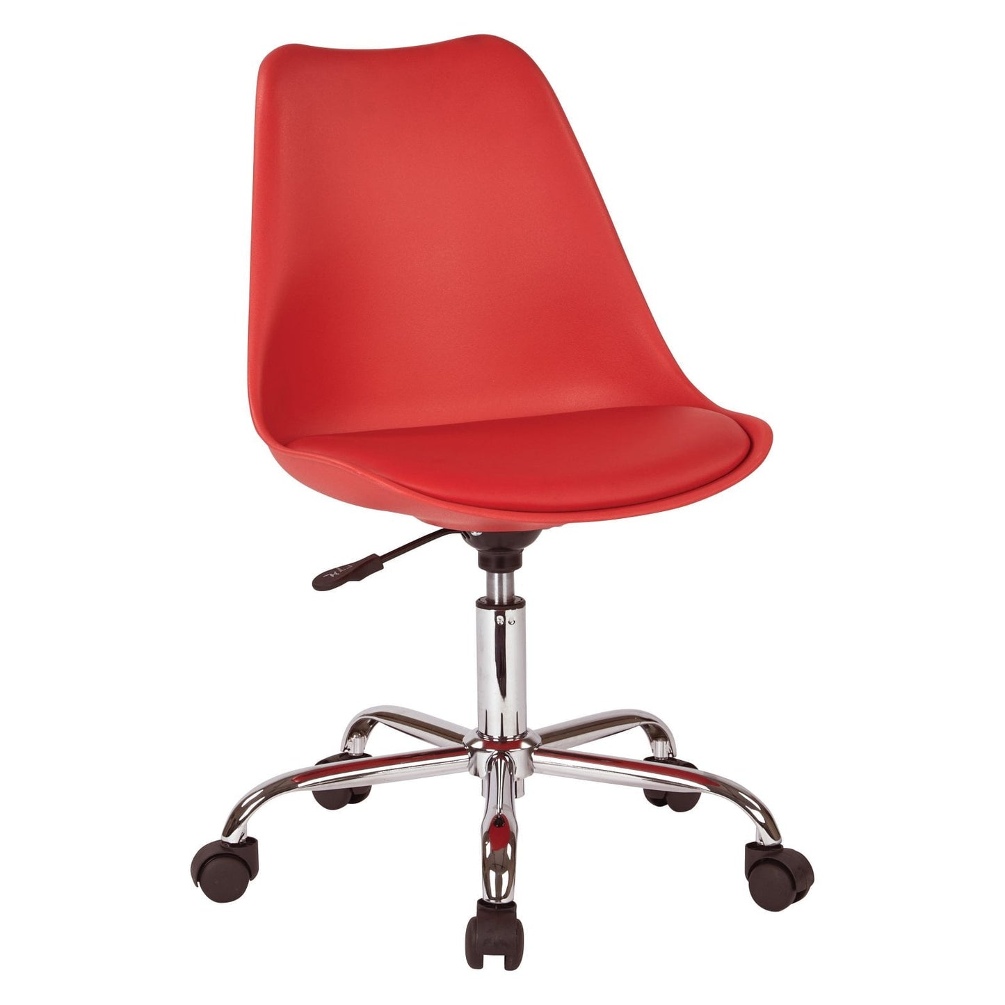 OSP Home Furnishings Emerson Office Chair with Pneumatic Chrome Base in Red Finish
