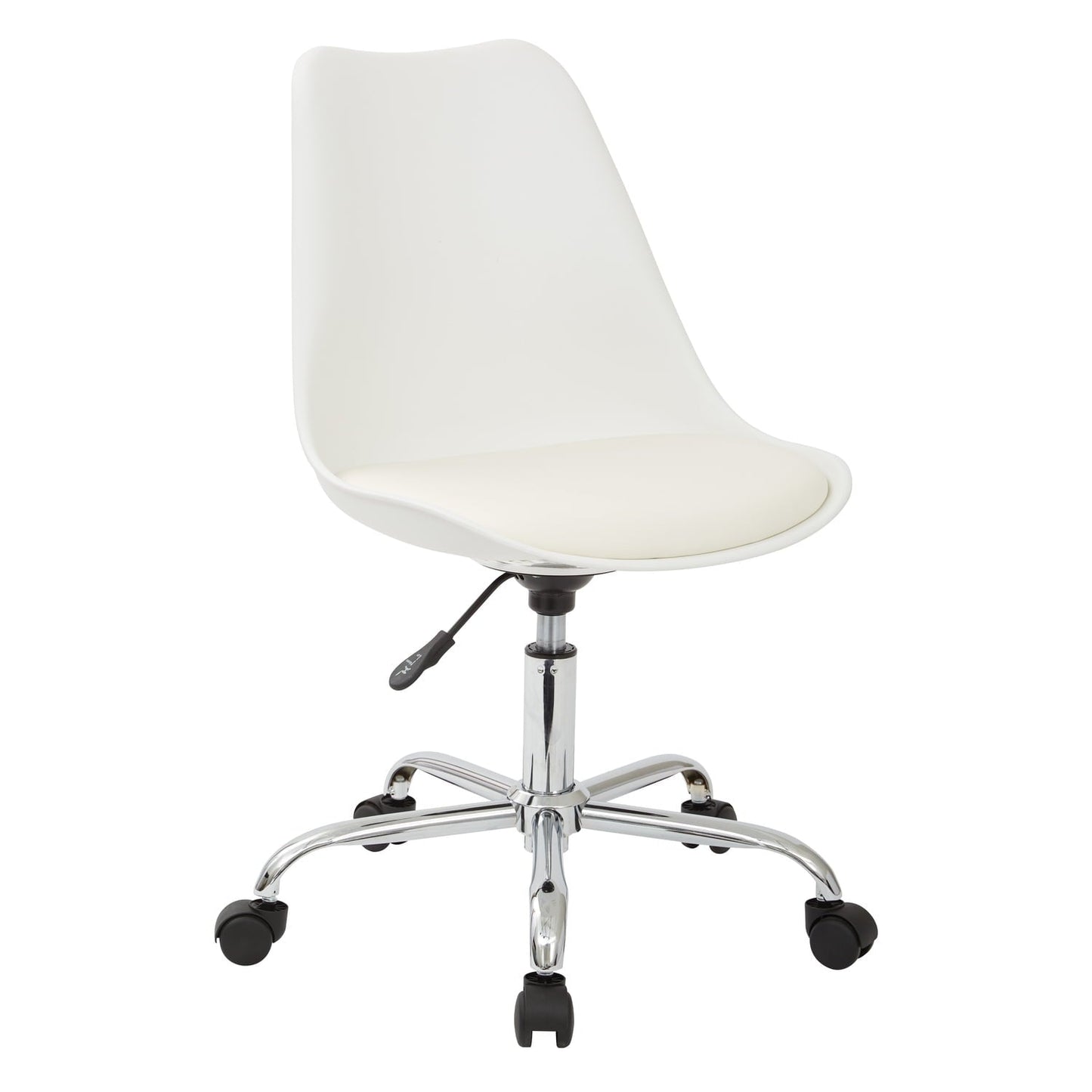 OSP Home Furnishings Emerson Office Chair with Pneumatic Chrome Base in White Finish