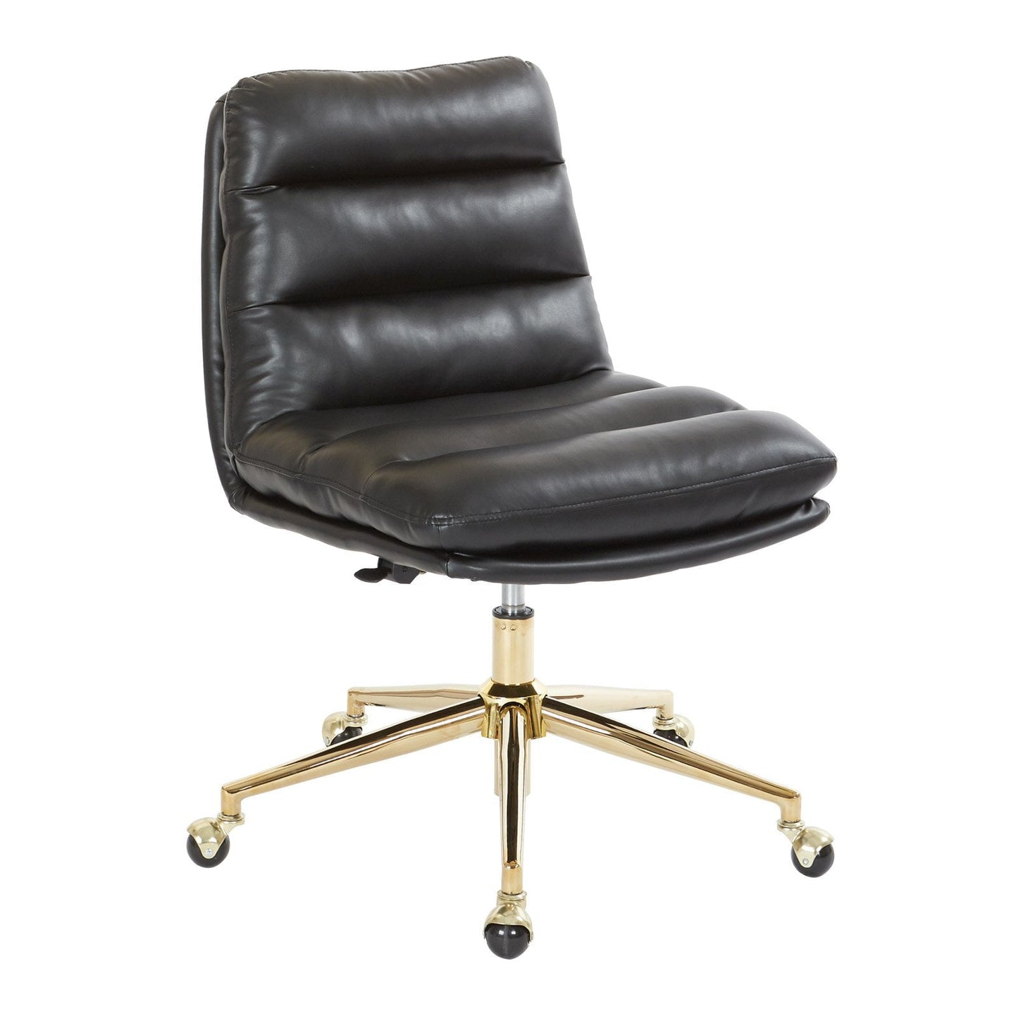 OSP Home Furnishings Legacy Office Chair in Deluxe Black Faux Leather with Gold Base