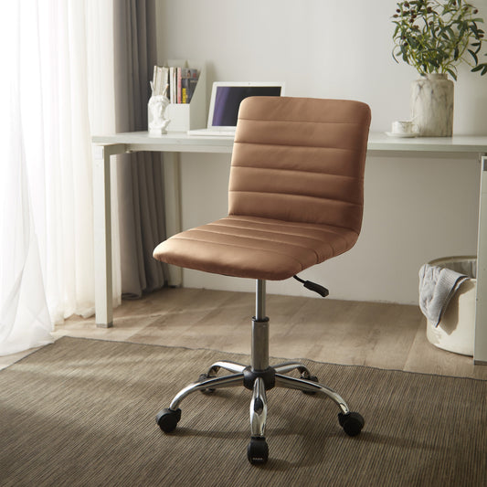 Urban Shop Faux Leather Office Task Chair, Adjustable Height, Tan, Mid Back