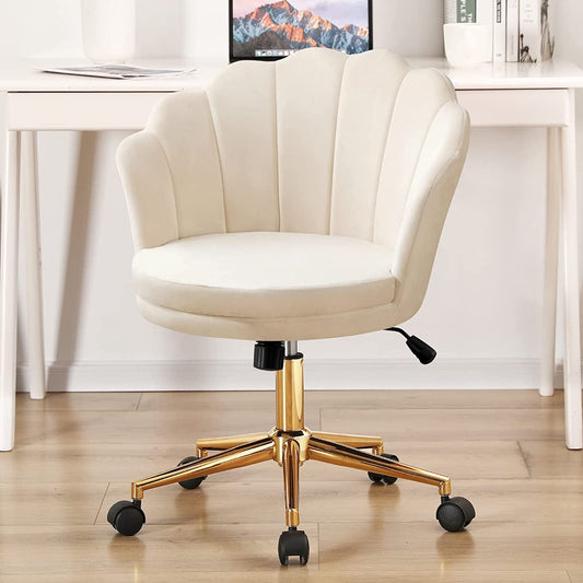 Velvet Home Office Chair Upholstered Comfy Velvet Desk Chair Adjustable Swive Vanity Chair,Khaki