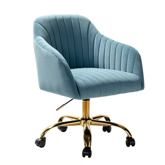 Velvet Home Office Desk Chair Tina's Home Rolling Vanity Armchair Computer Swivel Chairs Adjustable Adult Blue