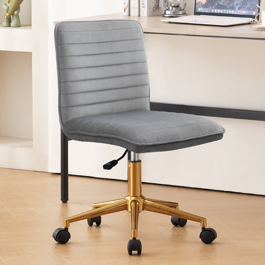 Velvet Home Office Desk Task Chairs Grey Students Armless Desk Chair
