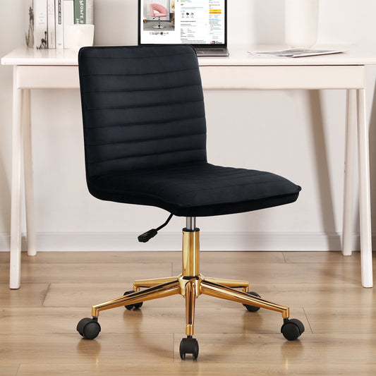 Velvet Mid-Back Home Office Chair Swivel Adjustable Small Chair