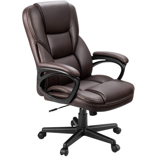 Vineego High Back PU Leather Executive Office Desk Chair Adjustable Business Manager¡¯s Chair Ergonomic swivel Computer Chair with Lumbar Support and Armrest, Brown