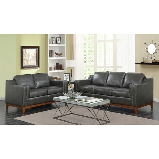 Atlas Sofa With Wood Base In Armando Charcoal
