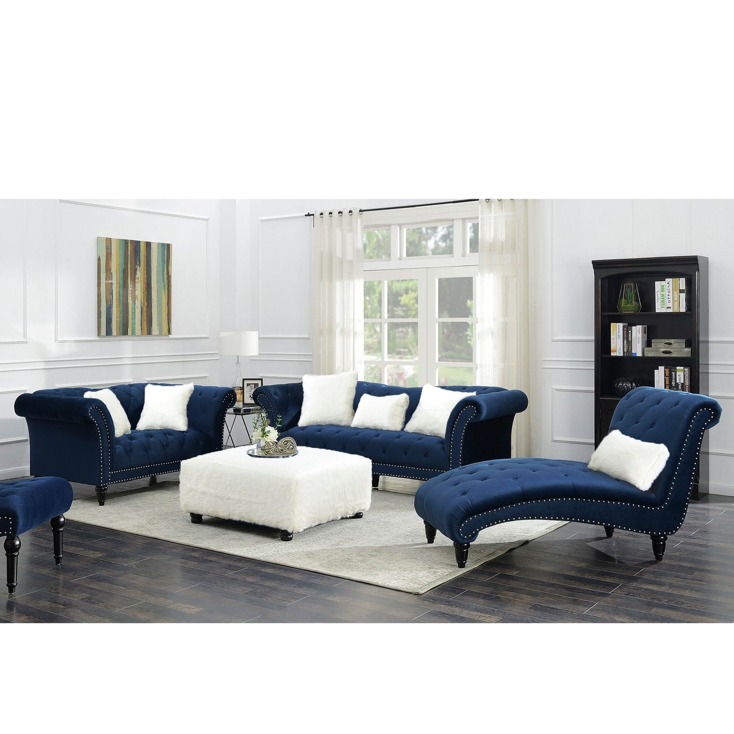 Twain 8975 Sofa W/2 Large and 1 Kidney Pillows In Broadway Navy