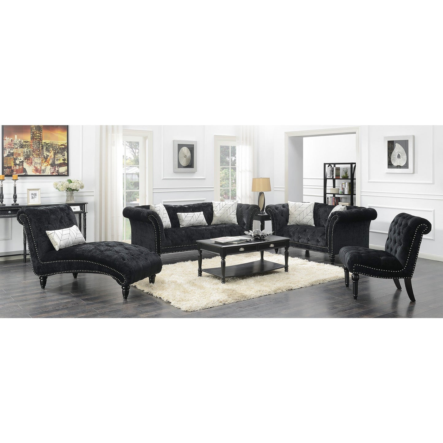 Twain Sofa In Bliss Ebony  W/ 2 Large and 1 Kidney Pillows