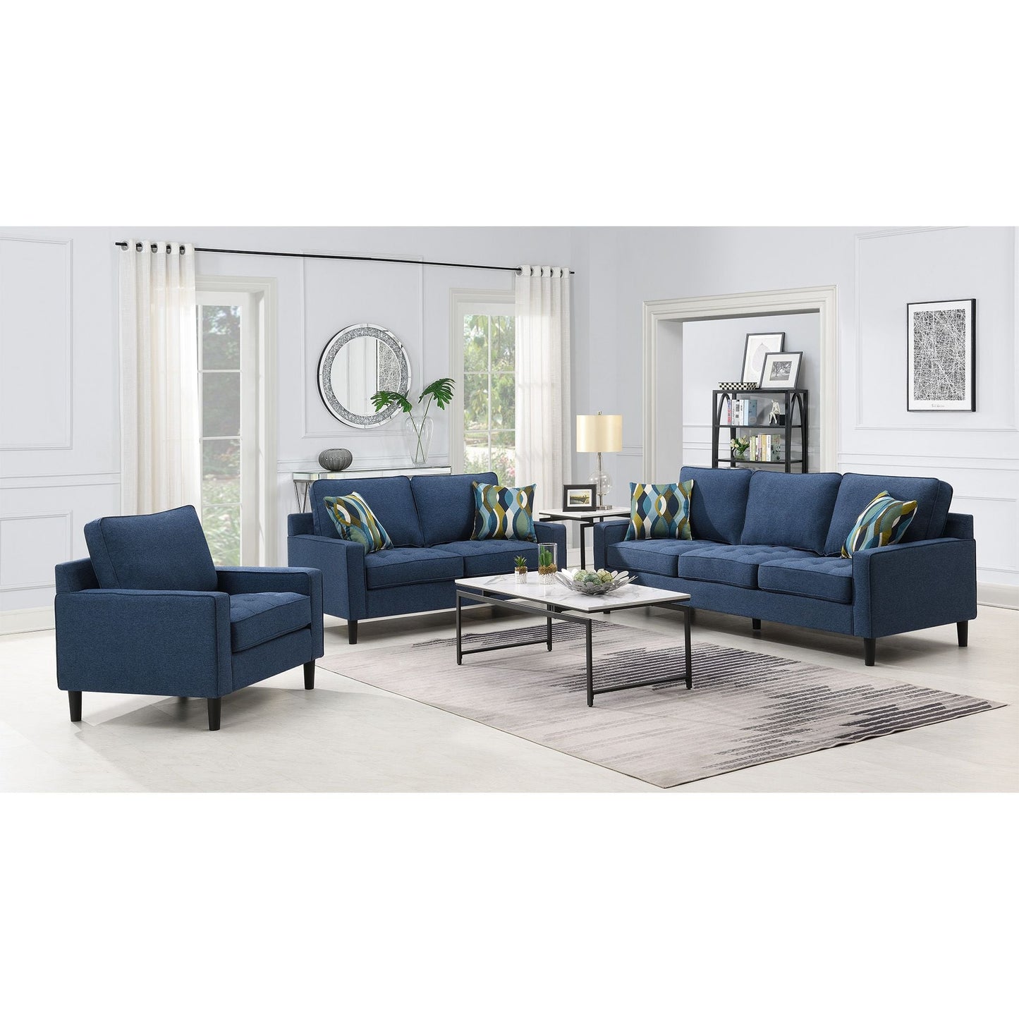 Vantage Sofa W/ 2 Pillows in Arena Blue
