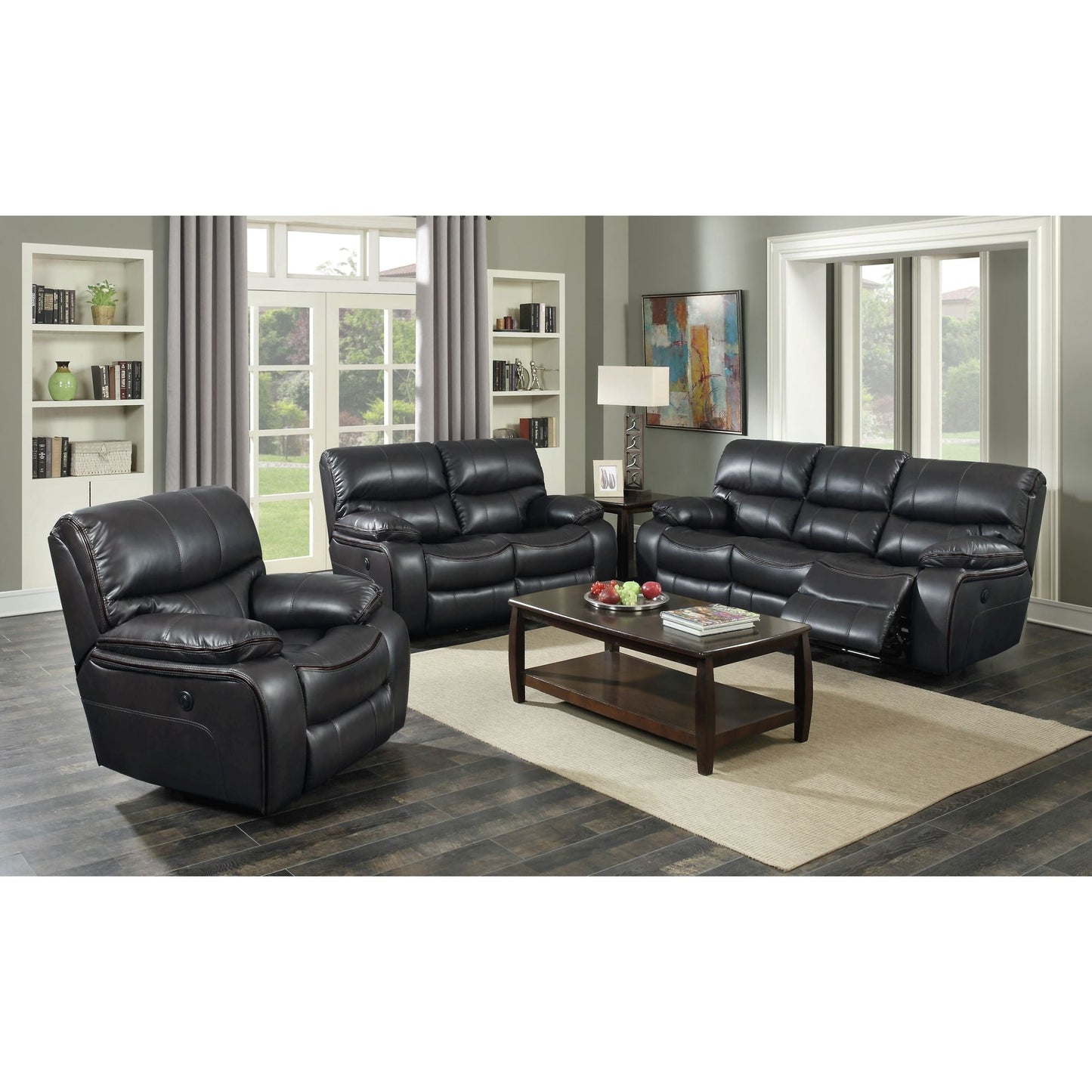 Vino 99310 Motion Sofa in Leather Gel Black